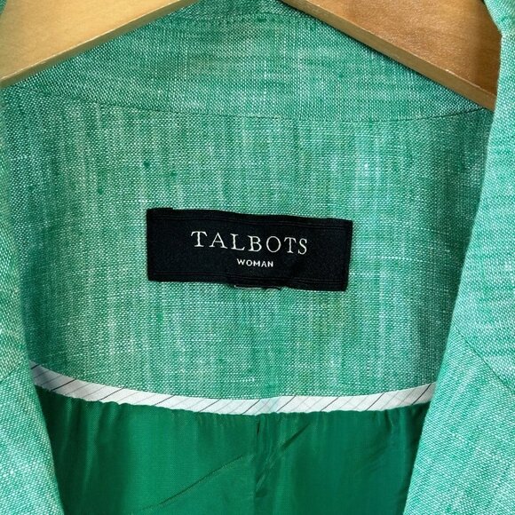 Talbots Woman Green 100% Linen Blazer size 24W Jacket - Picture 5 of 7